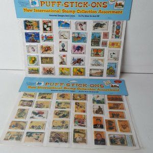 Puff Stick Ons International Stamp Collection Puffy Stickers Sealed